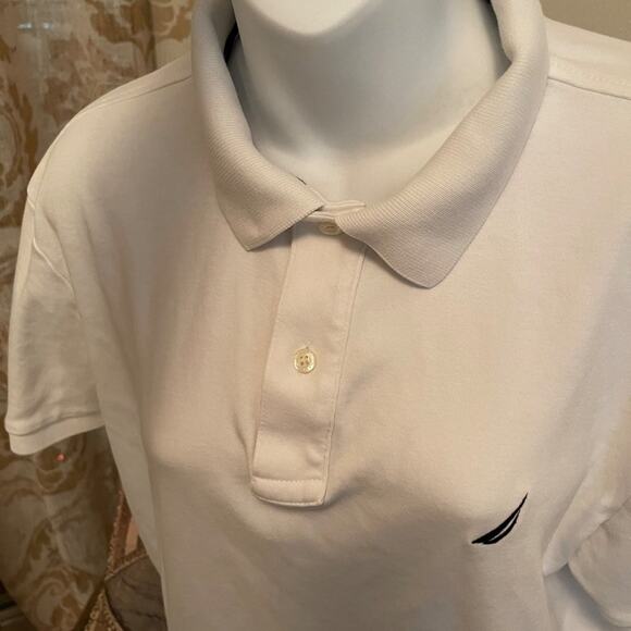 Nautica Men White Button Down Cotton Polo Shirt Size Large #67835 - Picture 6 of 7